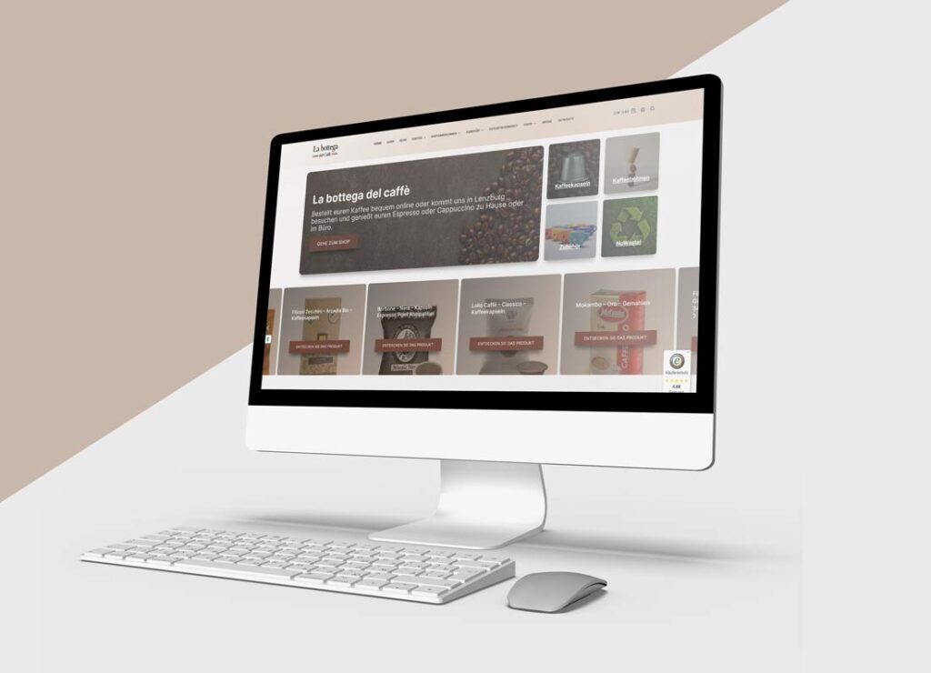 ecommerce caffè, colori caldi, webdesign per un sito di vendita macchine da caffè e cialde