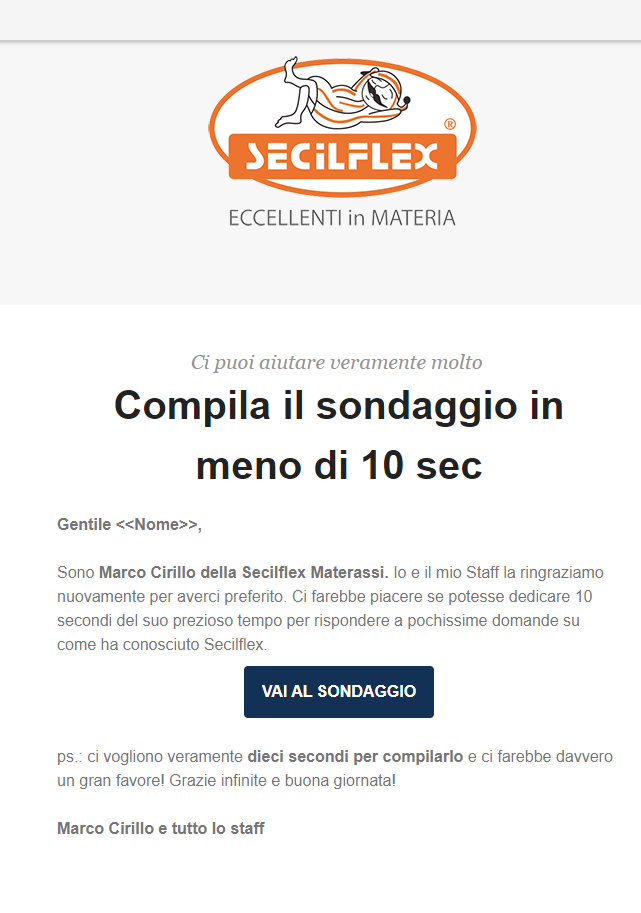 Email Sondaggio Secilflex