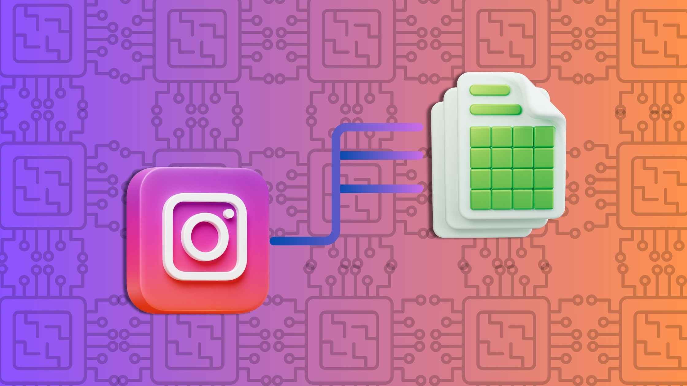 Icona Instagram collegata a un foglio di calcolo: automazione verso Google Sheets con Zapier