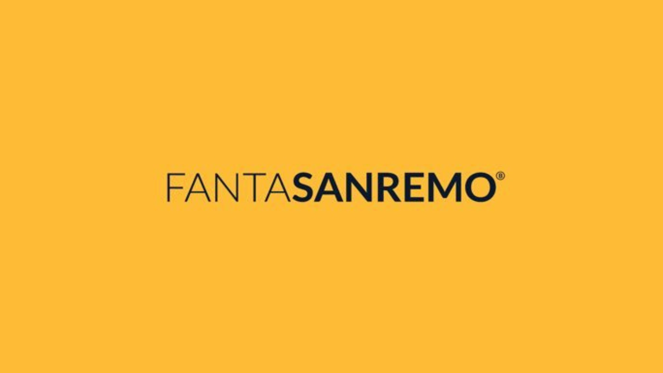 Logo ufficiale Fantasanremo su sfondo giallo, a richiamare l'argomento di Real Time Marketing e strategie per brand legato al Festival di Sanremo.