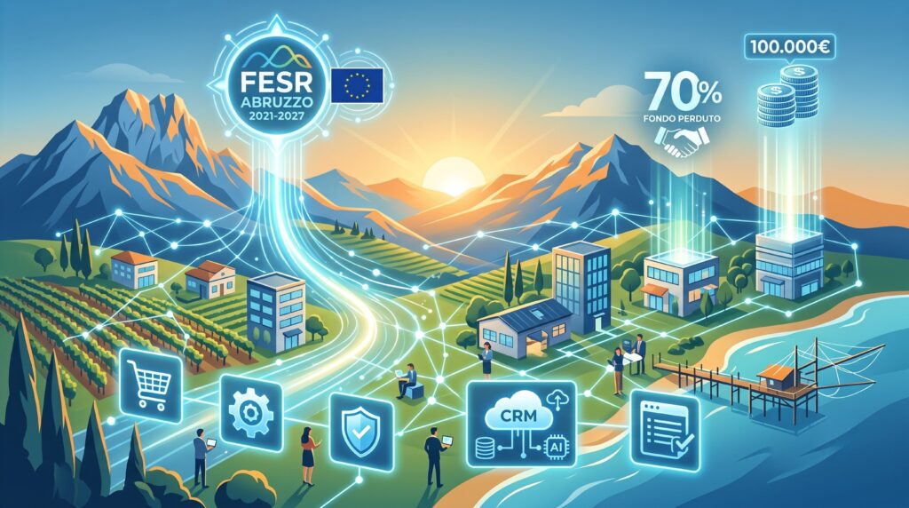 Guida tecnica al Bando Digitalizzazione mPMI Abruzzo FESR 2021-2027 (Azione 1.2.2). Scopri requisiti, spese ammissibili ed evita i rischi di revoca. Richiedi la pre-analisi gratuita con Webshop.